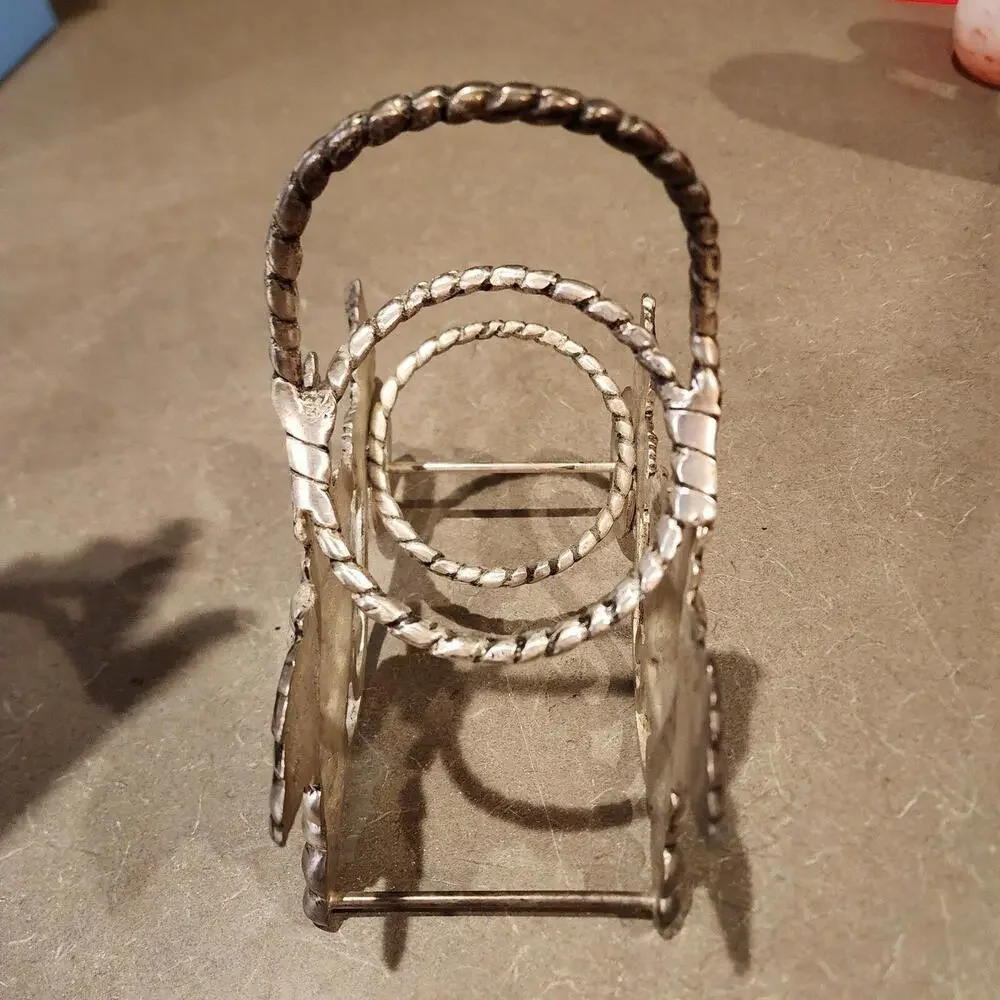 Flawless Silver Plated Grapevine Wine Rack holds 2 bottles heavy quality A2